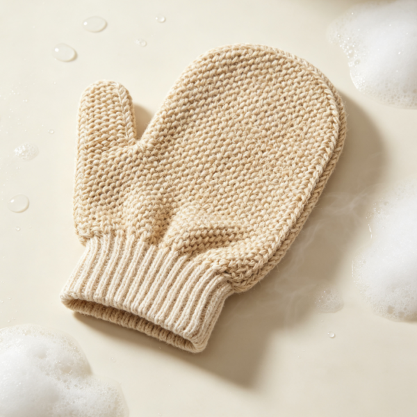 Natural Linen Exfoliating Bath Glove, Reusable Body Scrub Mitt for Dead Skin Removal