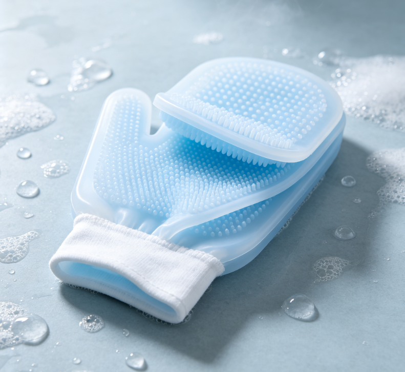 Double Texture Silicone Exfoliating Glove, Two Modes Body Shower Scrubber