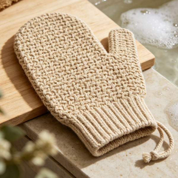Eco-friendly Linen Body Exfoliating Glove, Shower Scrub Glove for Deep Skin Polishing
