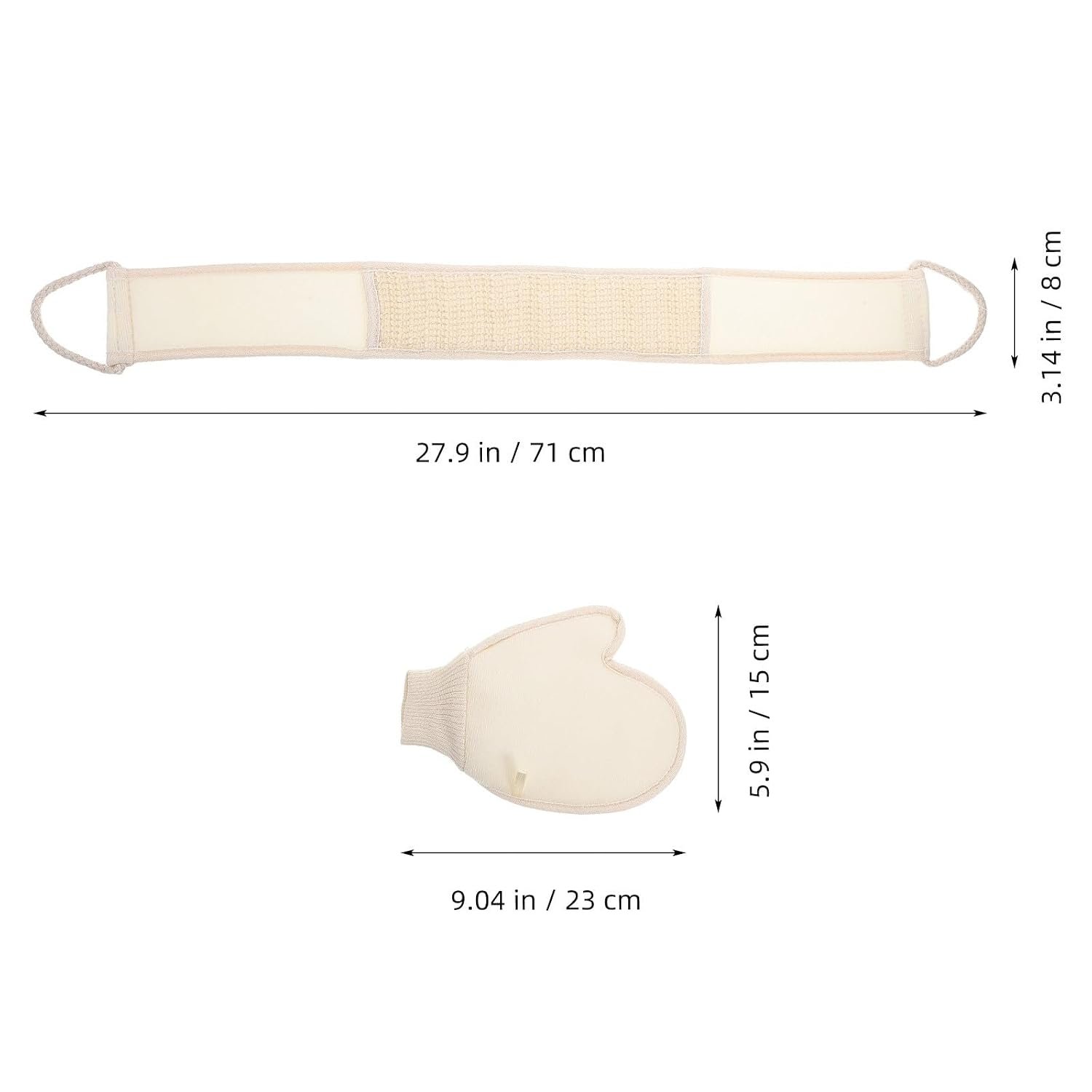 Body Cleansing Exfoliating Gloves | Includes Back Scrub Strap | Portable Cotton-Linen Set (Unisex) - Image 2