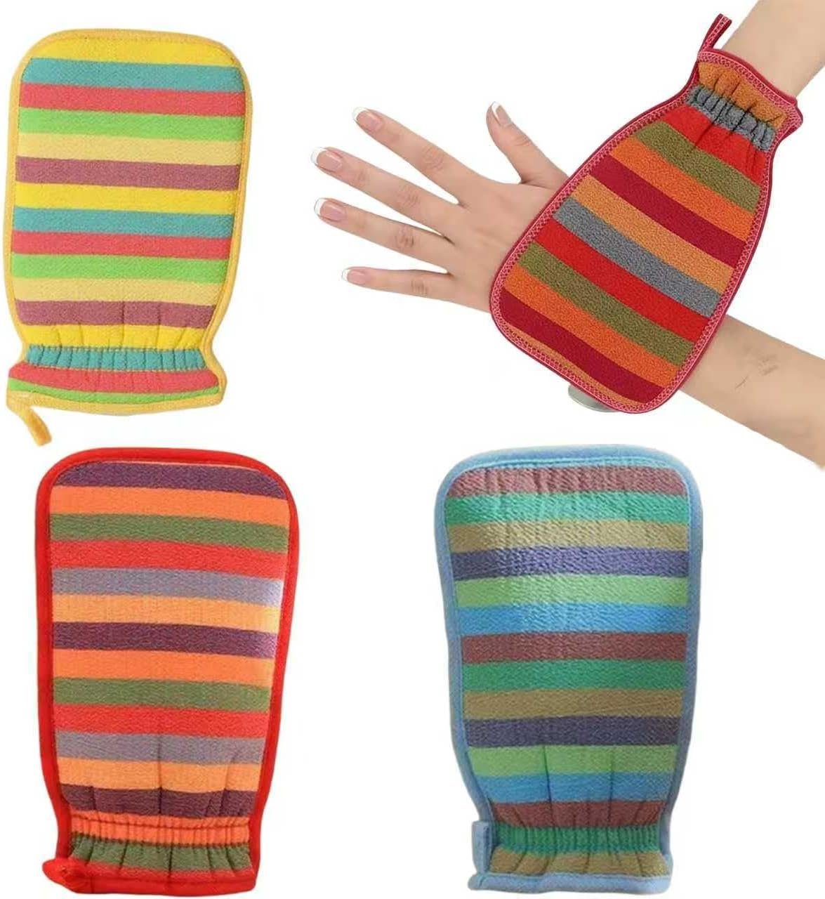 3-Pack Linen Exfoliating Gloves | Shower Scrub & Cleansing Tool | Full Body Exfoliation (Spa Home Use)