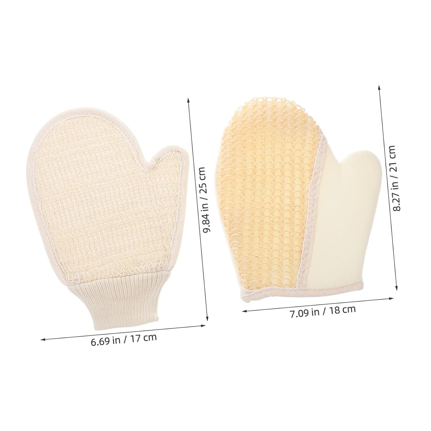 2-Pack Natural Exfoliating Bath Gloves | Sisal and Cotton-Linen Blend | Deeply and Gently Cleanses (Smooth Bathing Experience) - Image 2