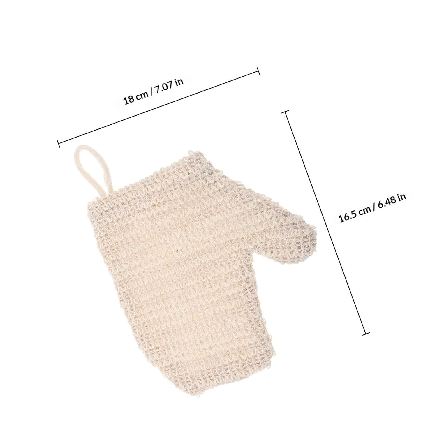 2-Pack Cotton Linen Exfoliating Bath Gloves | Deep Cleansing Body Care Tool | Beige, Unisex - Image 2