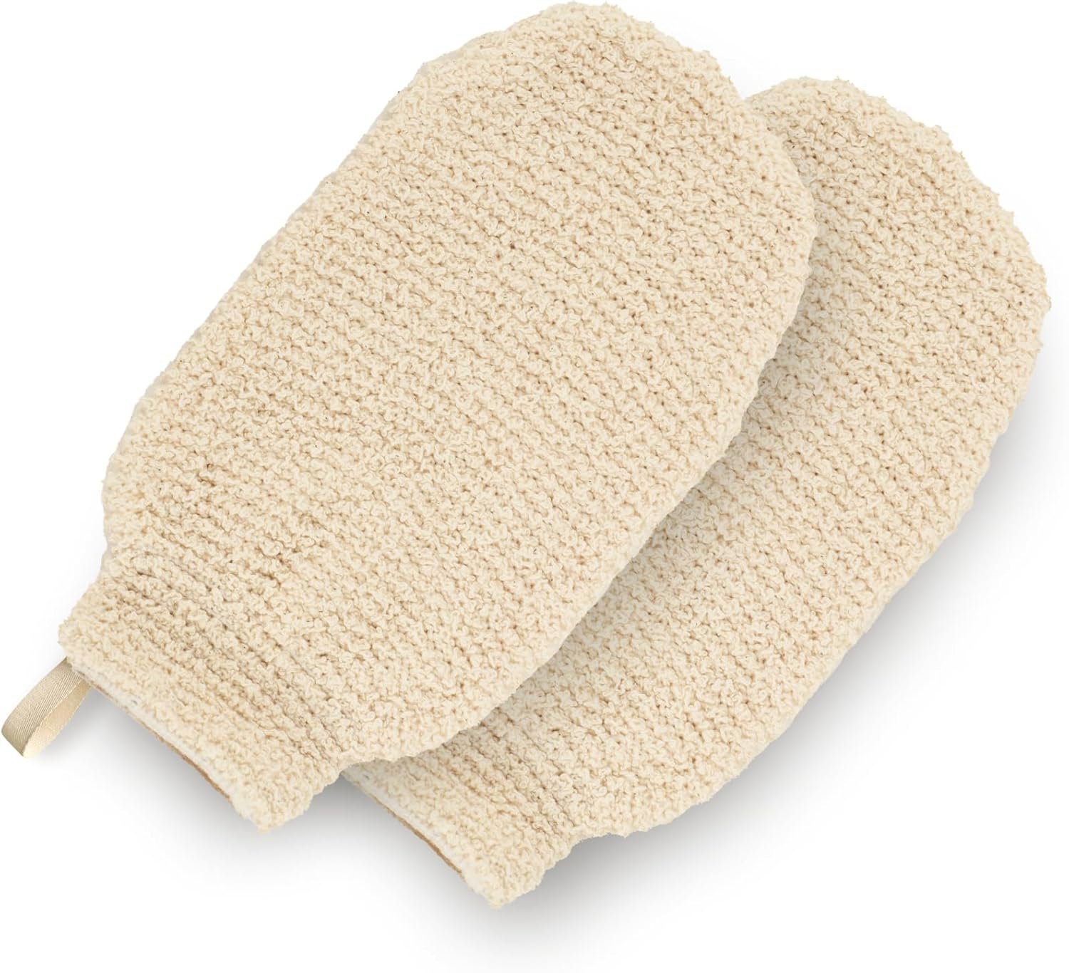 2-Pack Hemp Fiber Exfoliating Gloves | Body Scrub Cleansing Tool | Glove-Style Face Towel (Unisex)