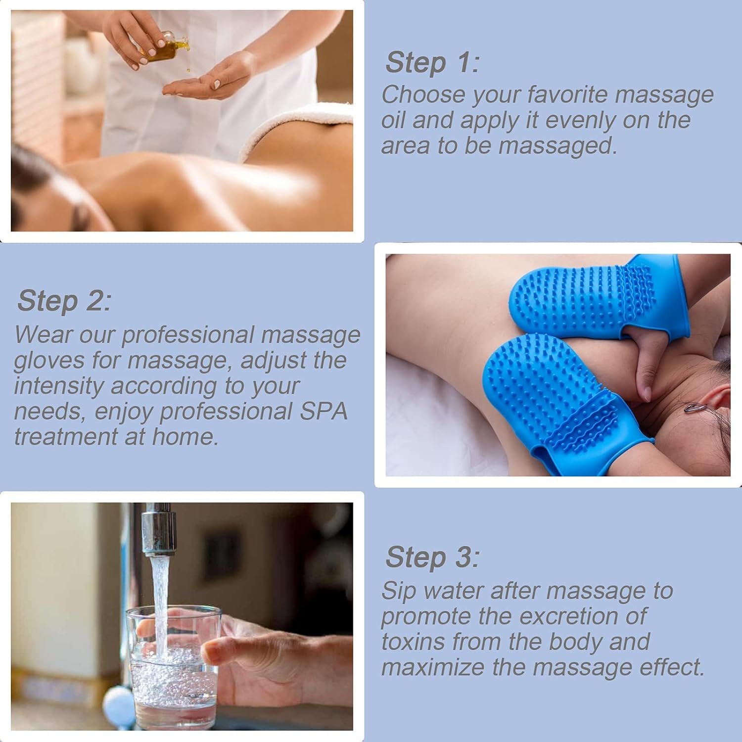 2-Pair Silicone Body Exfoliating Gloves | Double-Sided Scrubbing Brush | Shower Care Tool - Image 2