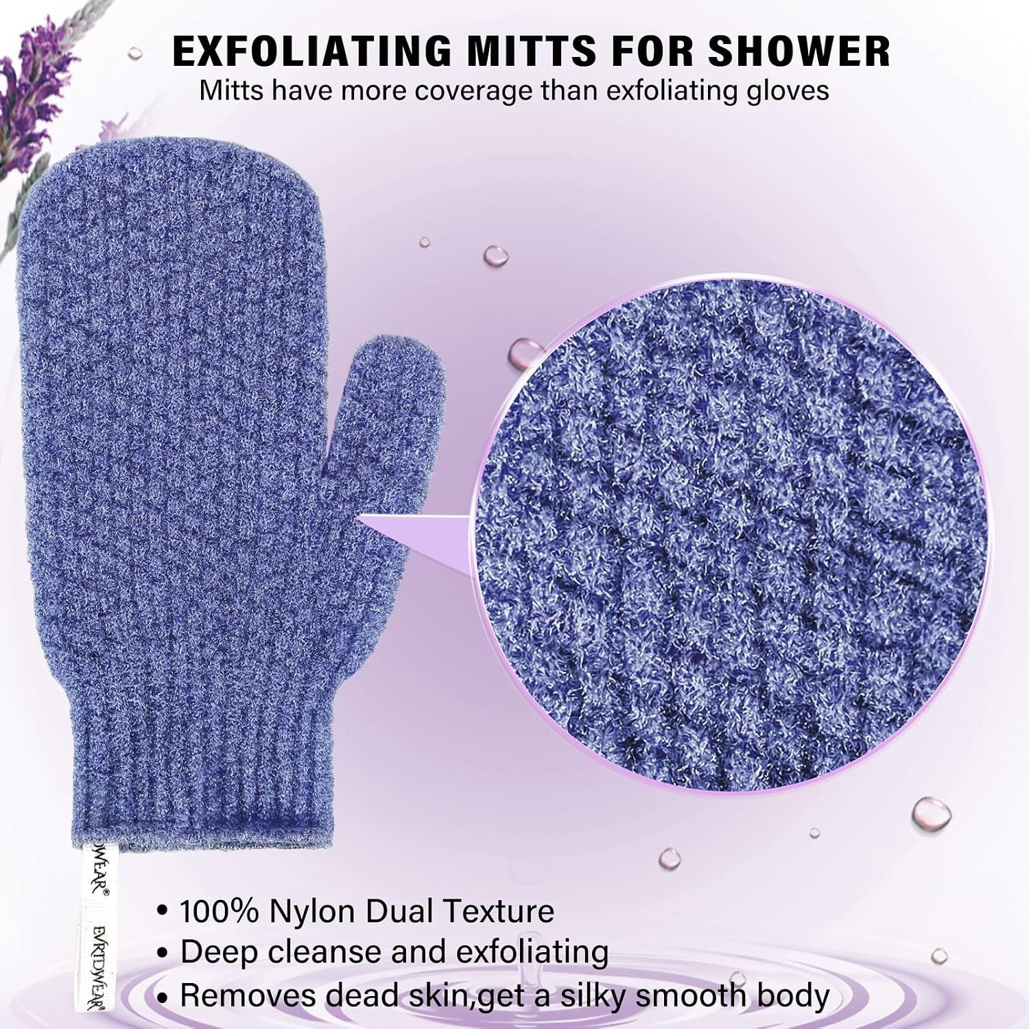 1-Pair Deep Cleansing Shower Gloves | Thick, Textured Exfoliating Tool - Image 2