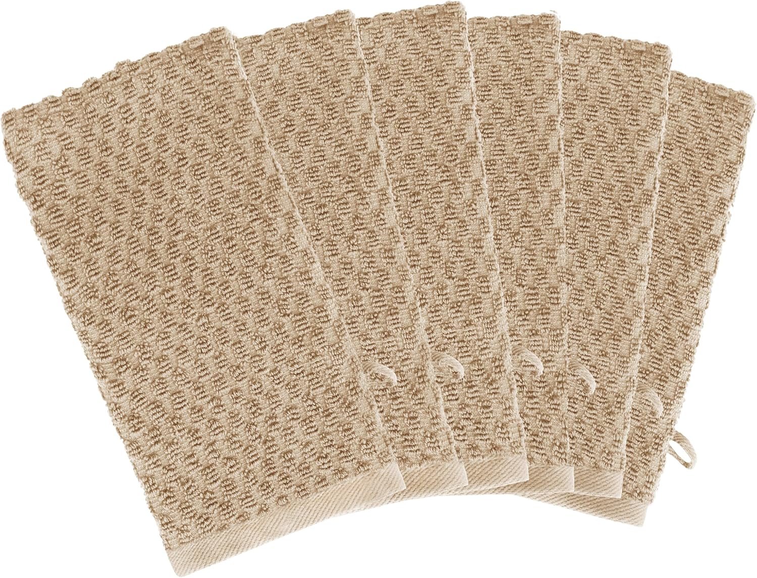 6-Pack 100% Cotton Waffle Exfoliating Gloves | Large Linen-Textured Shower Gloves