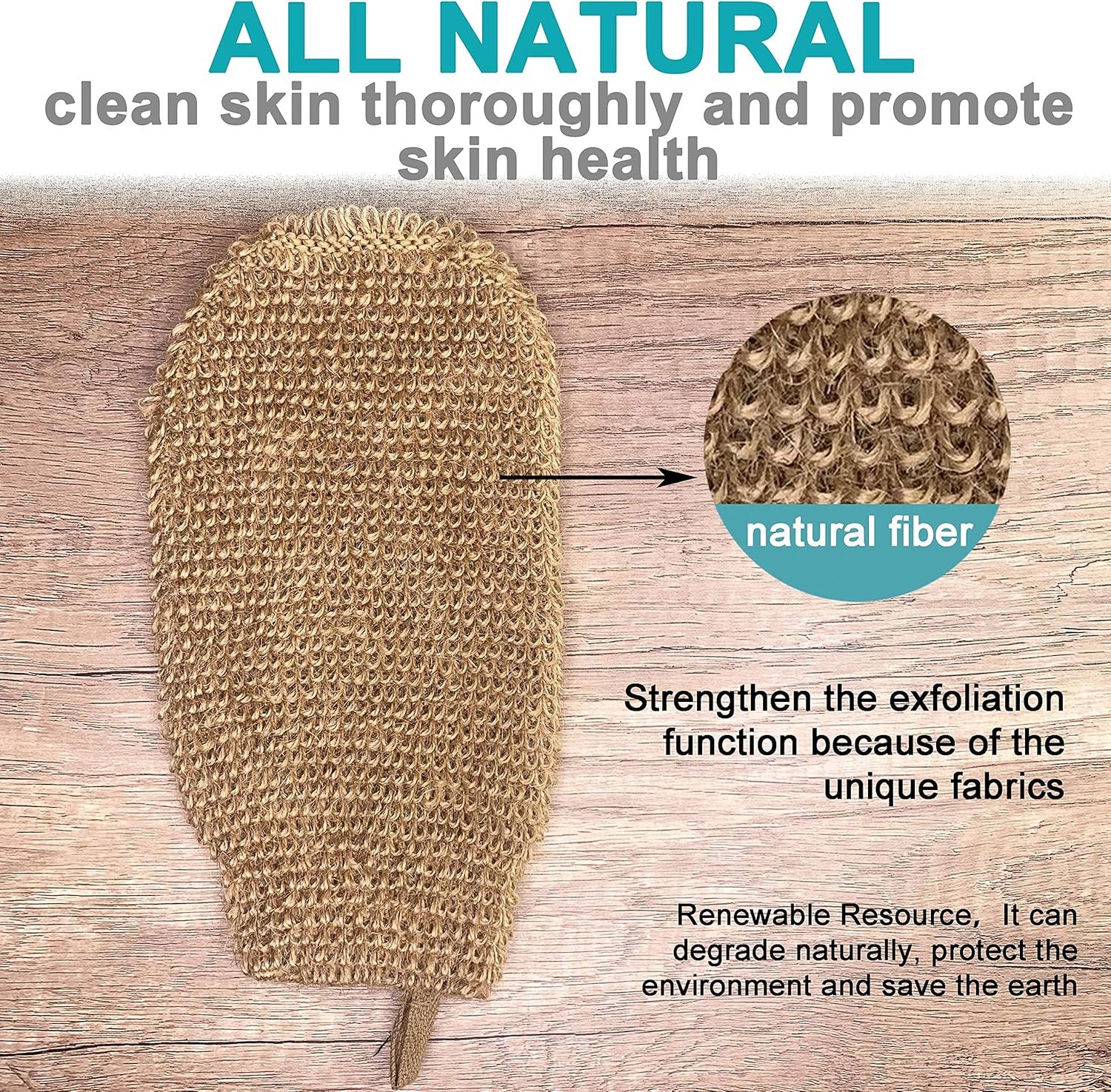4-Pack Natural Linen Exfoliating Gloves | Shower & Cleansing Set | Machine Washable & Dryable (Dual-Use as Face Towel/Body Scrub) - Image 2